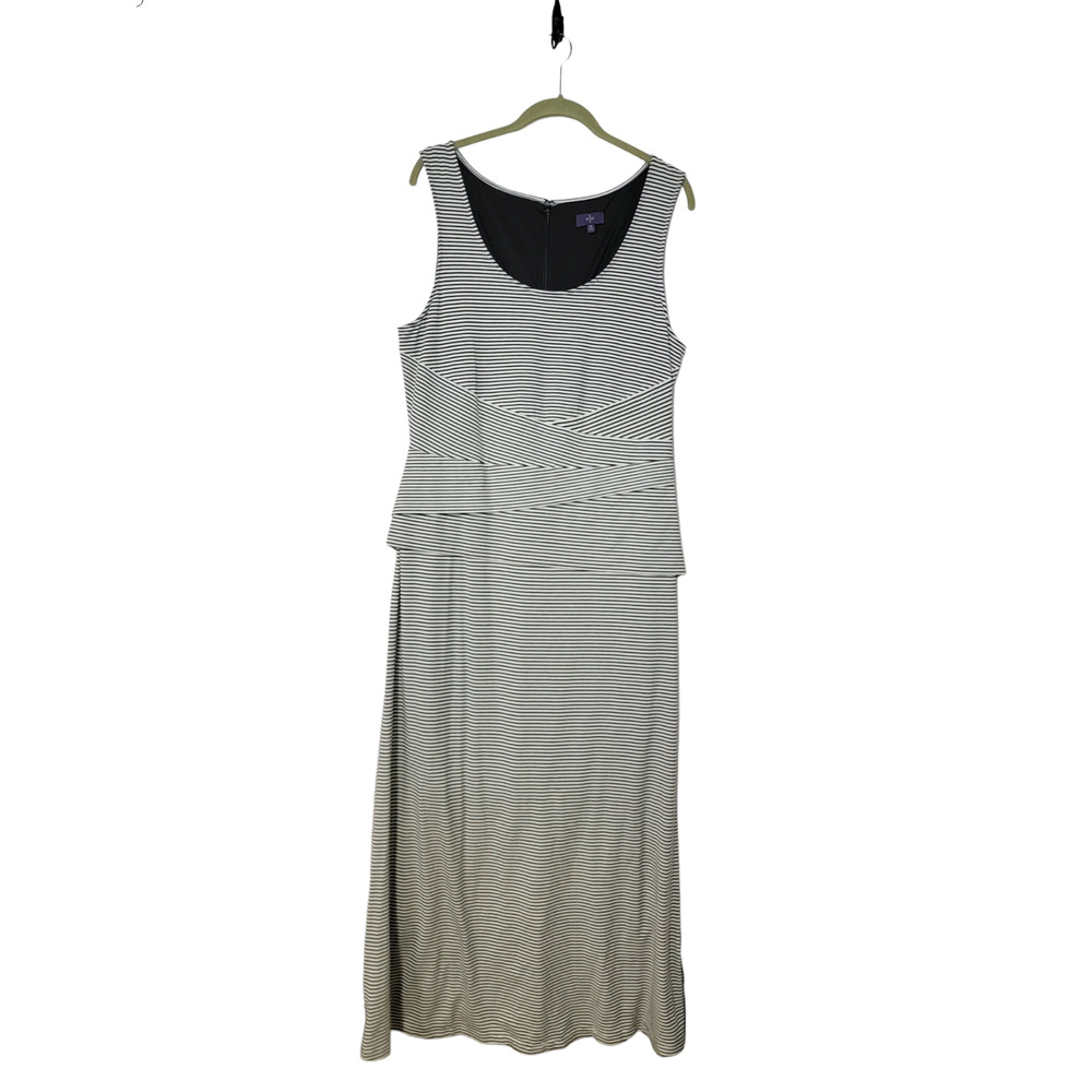 Not Your Daughters Jeans Women's Striped Maxi Dress Sleeveless Black/White SZ 16
